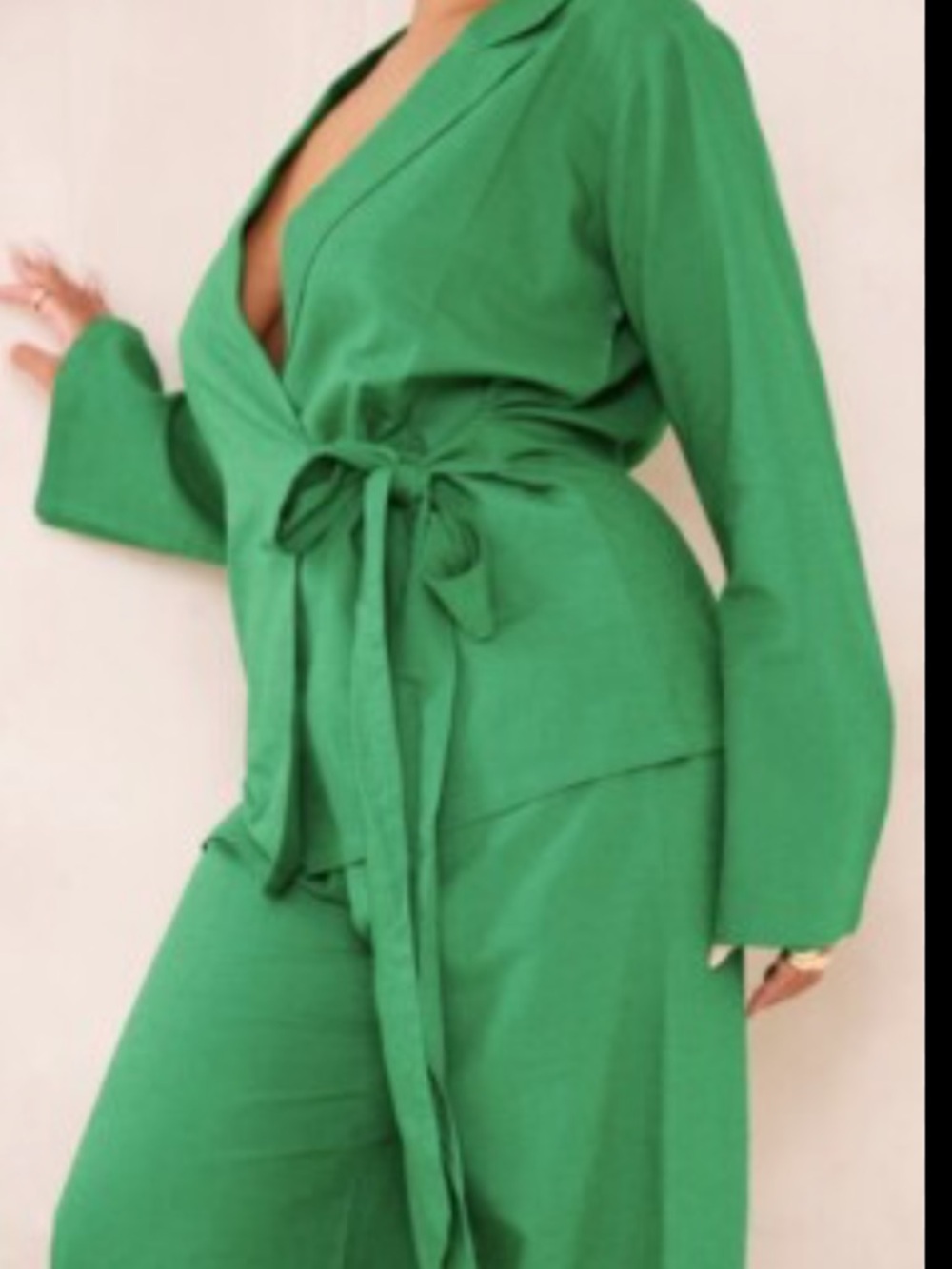 Pretty Little Thing  Plus Green Wrap Shirt 18